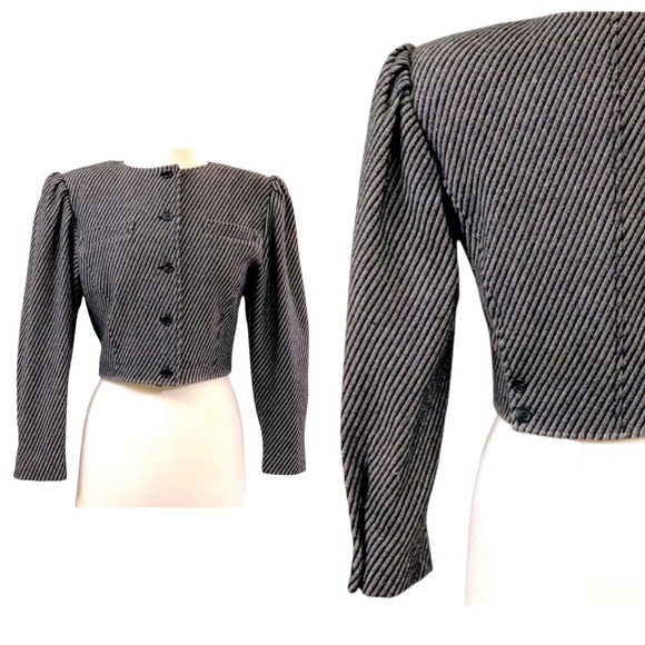 Ungaro 80s Vintage Cropped Wool Blend Jacket - Picture 3 of 10